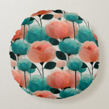 Vintage Watercolor Pink and Green Floral