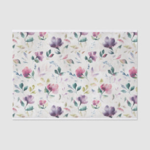 Vintage Watercolor Pink and Purple Roses Pattern Tissue Paper