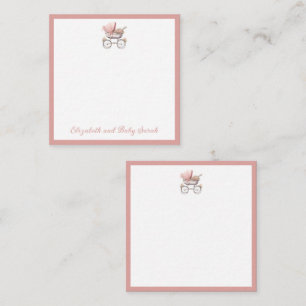 Vintage Watercolor Pink Baby Carriage Personalised Card