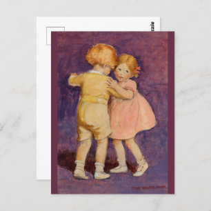 Vintage Watercolor Plum Purple Dancing Postcard