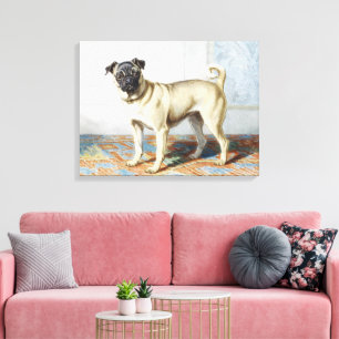 Vintage Watercolor Pug Dog Art Print
