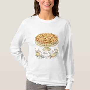 Vintage Watercolor Pumpkin Pie Thanksgiving Gather T-Shirt
