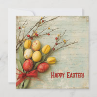 Vintage watercolor red and yellow Easer eggs