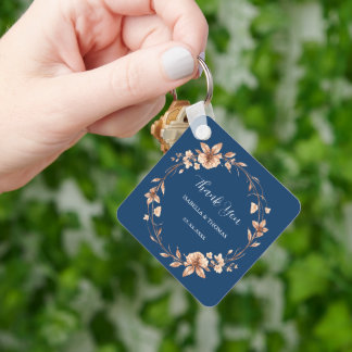 Vintage watercolor rose gold Daisy Floral Botanica Key Ring