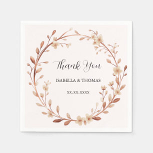 Vintage watercolor rose gold Daisy Floral Botanica Napkin