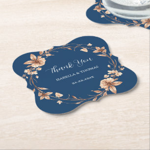 Vintage watercolor rose gold Daisy Floral Botanica Paper Coaster
