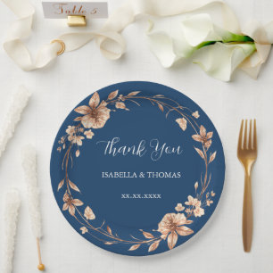 Vintage watercolor rose gold Daisy Floral Botanica Paper Plate