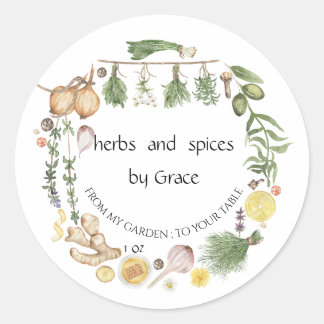 Vintage Watercolor Rosemary Jar Bottle  Classic Round Sticker
