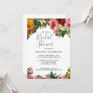 Vintage watercolor roses elegant Bridal Shower Invitation