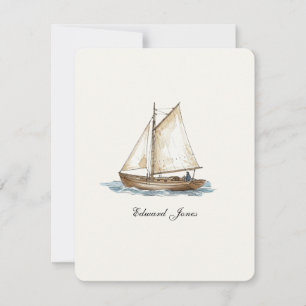 Vintage Watercolor Sailboat flat Thank You Card