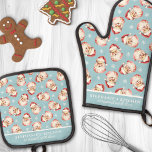 Vintage Watercolor Santa Blue Christmas Custom<br><div class="desc">Celebrate the holiday season with this charming oven mitt and pot holder set featuring a vintage watercolor Santa pattern on a festive blue background. Perfect for adding a nostalgic touch to your kitchen, this set is both decorative and practical. Customise it with your name or a special message to make...</div>