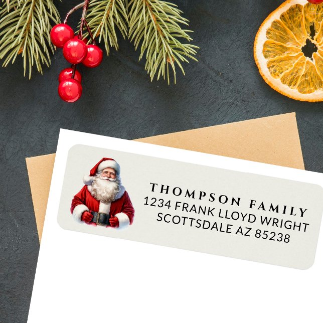 Vintage Watercolor Santa Christmas Return Address (Creator Uploaded)