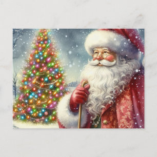 Vintage Watercolor Santa Claus Postcard