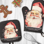 Vintage Watercolor Santa Face Christmas Custom Oven Mitt & Pot Holder Set<br><div class="desc">Embrace the holiday spirit with this delightful oven mitt and pot holder set featuring a vintage watercolor Santa face on a festive black background. Perfect for bringing a touch of nostalgia to your kitchen, this set is both decorative and functional. Customise it with your name or a special message to...</div>
