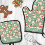 Vintage Watercolor Santa Green Christmas Custom<br><div class="desc">Celebrate the holiday season with this charming oven mitt and pot holder set featuring a vintage watercolor Santa pattern on a festive green background. Perfect for adding a nostalgic touch to your kitchen, this set is both decorative and practical. Customise it with your name or a special message to make...</div>