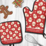 Vintage Watercolor Santa Red Christmas Custom<br><div class="desc">Celebrate the holiday season with this charming oven mitt and pot holder set featuring a vintage watercolor Santa pattern on a festive red background. Perfect for adding a nostalgic touch to your kitchen, this set is both decorative and practical. Customise it with your name or a special message to make...</div>