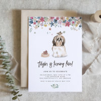Vintage Watercolor Shih Tzu Dog Birthday Party