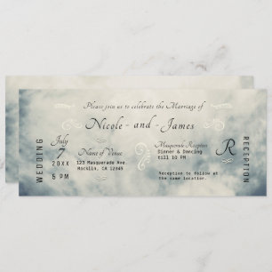 Vintage Watercolor Sky Abstract Modern Wedding Invitation