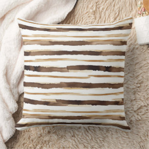 Vintage Watercolor Striped -Earthy Coffee Tones(2) Cushion