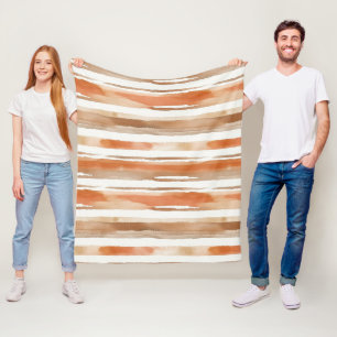 Vintage Watercolor Striped -Earthy Coffee Tones(3) Fleece Blanket