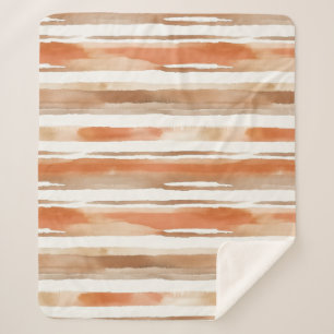 Vintage Watercolor Striped -Earthy Coffee Tones(3) Sherpa Blanket