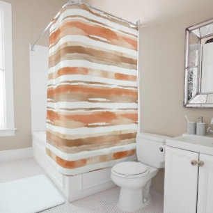 Vintage Watercolor Striped -Earthy Coffee Tones(3) Shower Curtain