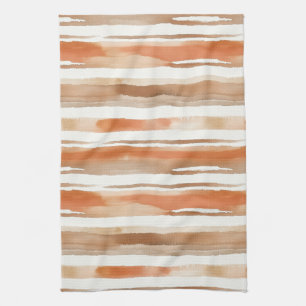 Vintage Watercolor Striped -Earthy Coffee Tones(3) Tea Towel