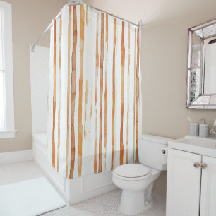 Vintage Watercolor Striped -Earthy Coffee Tones(4) Shower Curtain