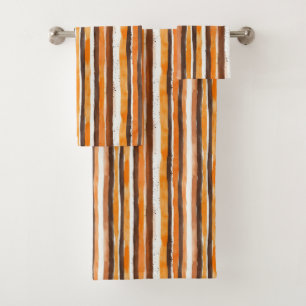 Vintage Watercolor Striped -Earthy Coffee Tones(5) Bath Towel Set