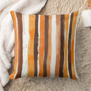 Vintage Watercolor Striped -Earthy Coffee Tones(5) Cushion