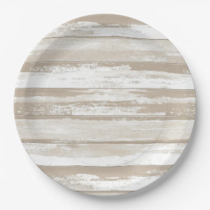 Vintage Watercolor Stripes in Grey Tones Paper Plate