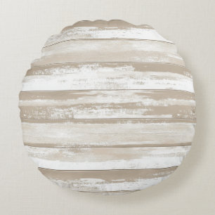Vintage Watercolor Stripes in Grey Tones Round Cushion
