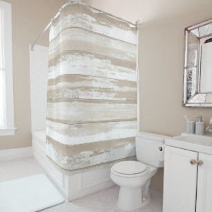 Vintage Watercolor Stripes in Grey Tones Shower Curtain