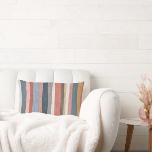 Vintage Watercolor Stripes Pattern Lumbar Cushion