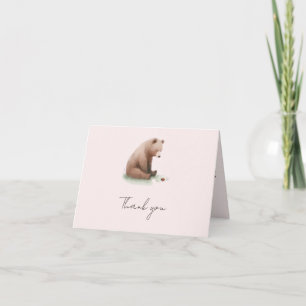 Vintage Watercolor Teddy Bear Baby Shower Thank You Card