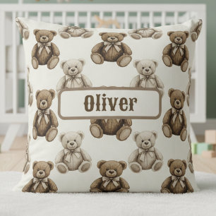 Vintage Watercolor Teddy Bear Cushion