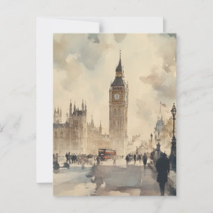 Vintage Watercolor Travel Postcard London