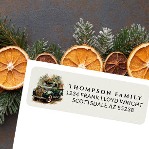 Vintage Watercolor Truck Christmas Return Address