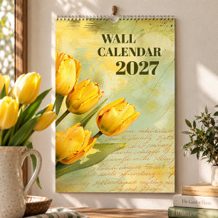 Vintage Watercolor Tulips 2027 Floral Wall Calendar