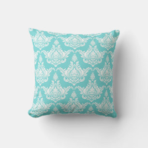 Vintage Watercolor Turquoise Damask Cushion