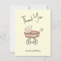 Vintage Watercolor Wicker Baby Buggy Baby Shower