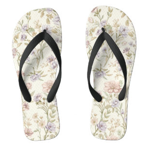 Vintage Watercolor Wildflower Seamless Pattern Jandals