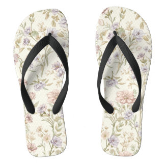 Vintage Watercolor Wildflower Seamless Pattern Jandals