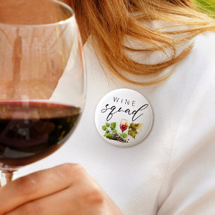 Vintage Watercolor Wine Squad 6 Cm Round Badge