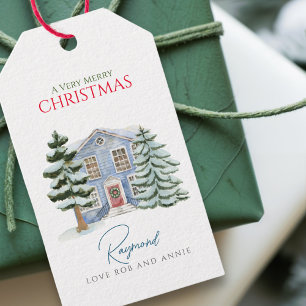 Vintage Watercolor Winter Wonderland Christmas Gift Tags