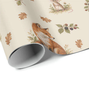 Vintage Watercolour Woodland Animals Pattern Wrapping Paper