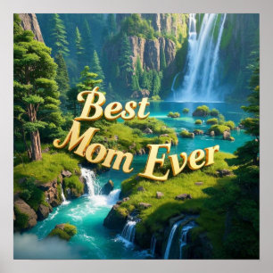 Vintage Waterfall Best Mom Ever Poster
