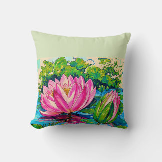 vintage waterlilies - cushion