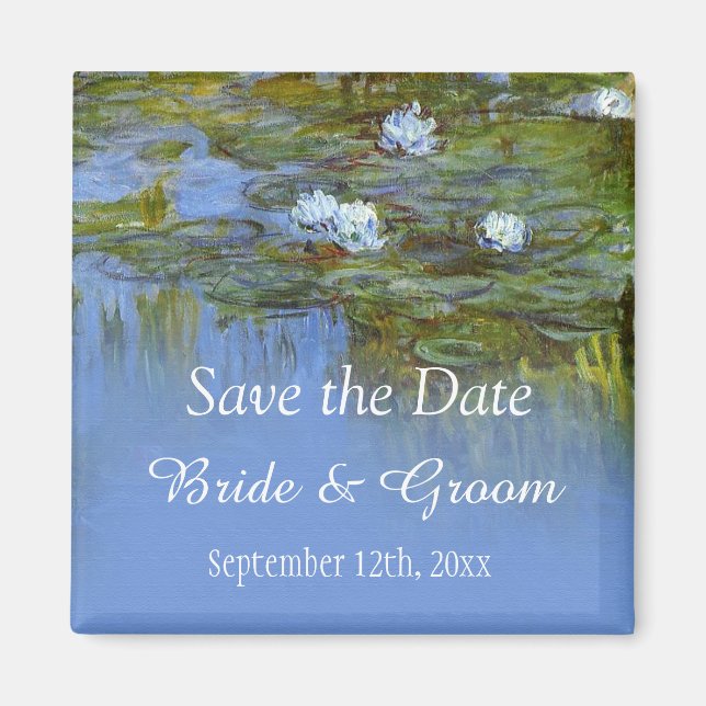 vintage waterlily save the date wedding magnet (Front)