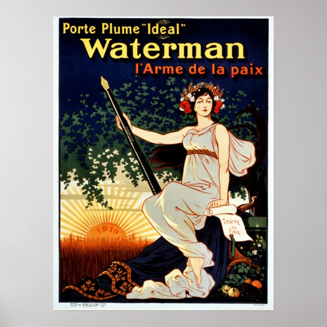 Vintage Waterman fountain pen advertising Poster (Front)